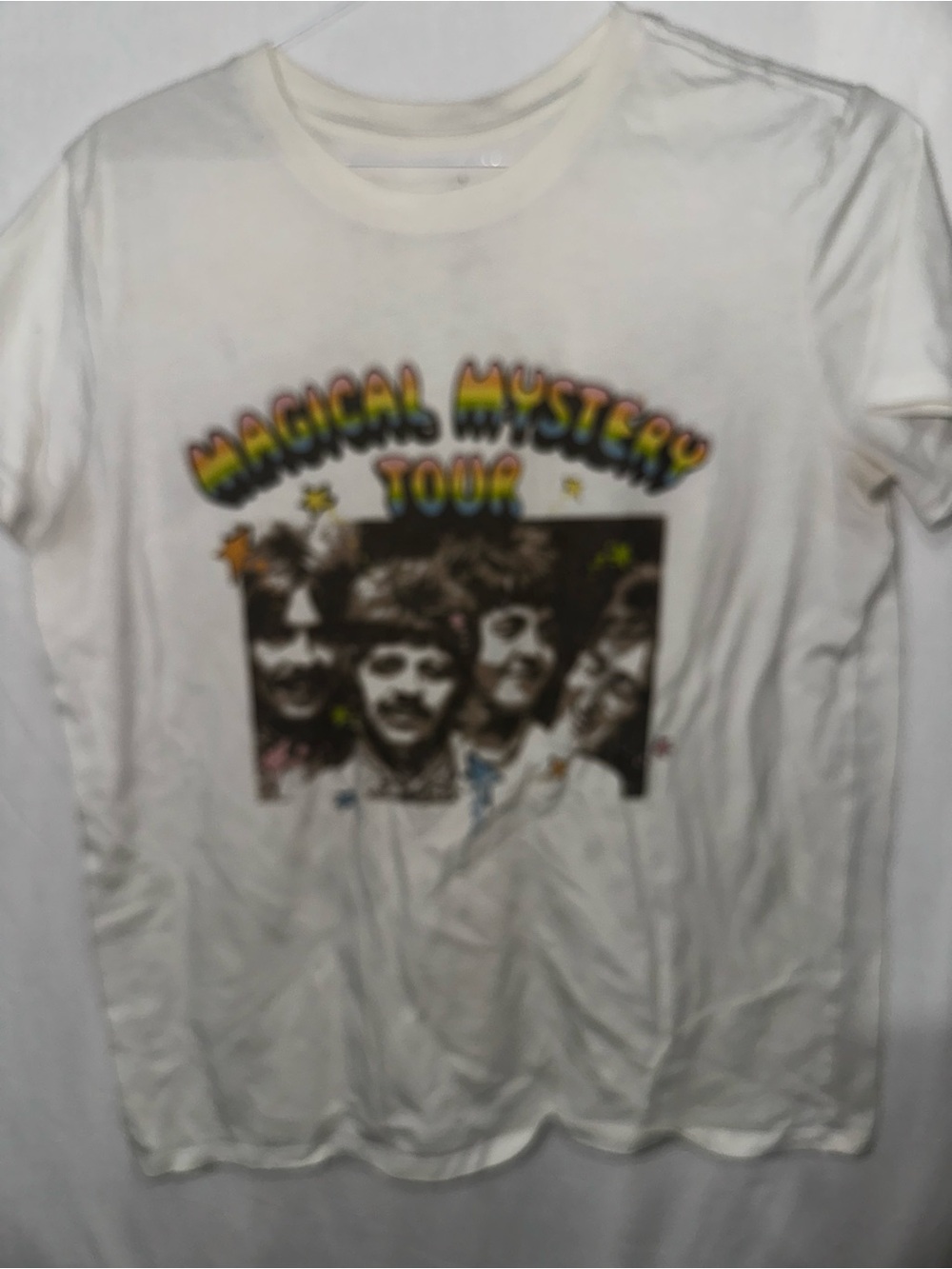 The Beatles White Magical Mystery Tour Rainbow Graphic Tee